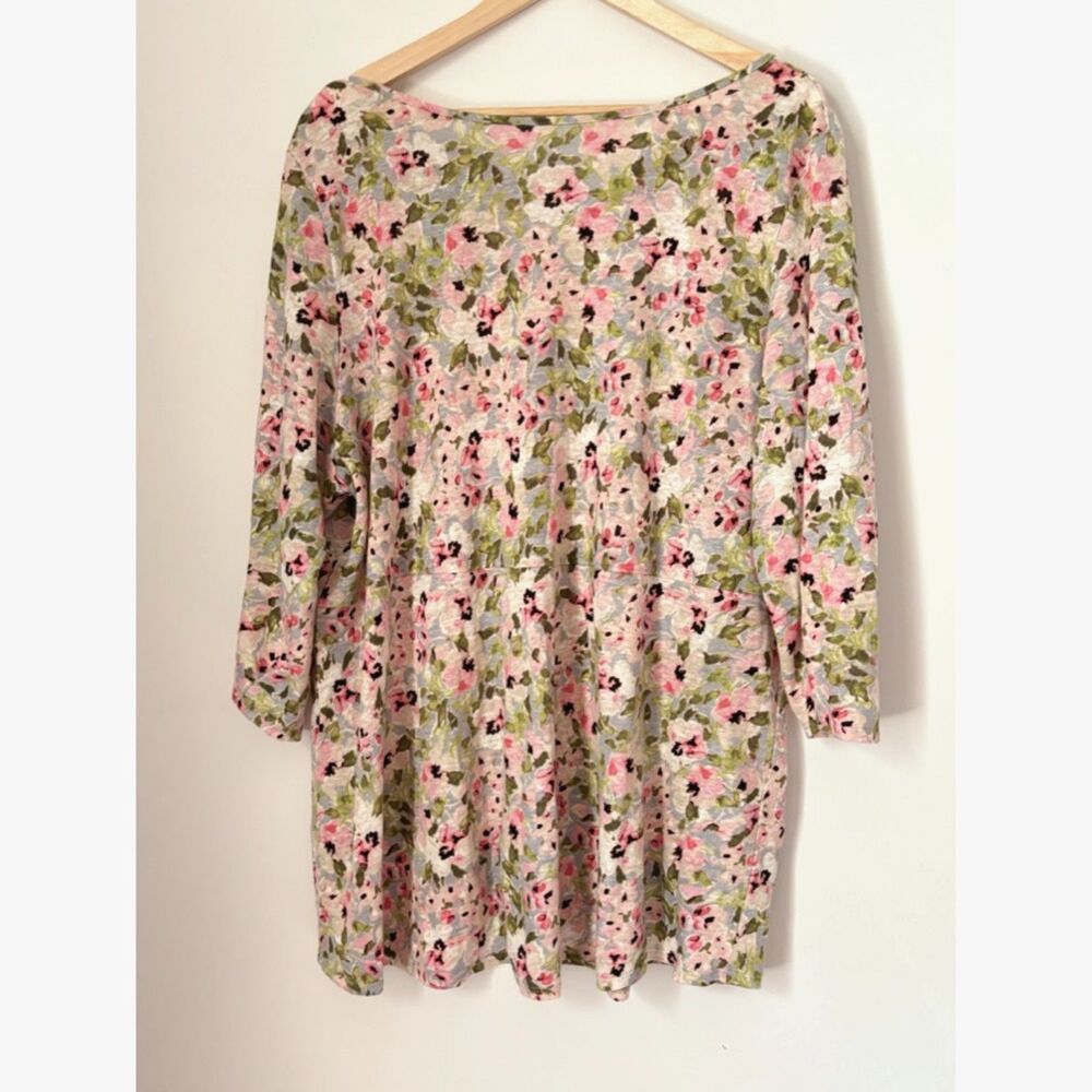 J Jill Women's 100% Linen Tunic Dainty Floral Boho Beach Top Size XL G83
